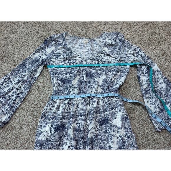 O'Neill Women's Mini Dress, Bell sleeves; women's Medium Blue floral/tropical - Picture 7 of 14